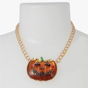 NWT Betsey Johnson Pumpkin statement necklace Halloween fun Cute